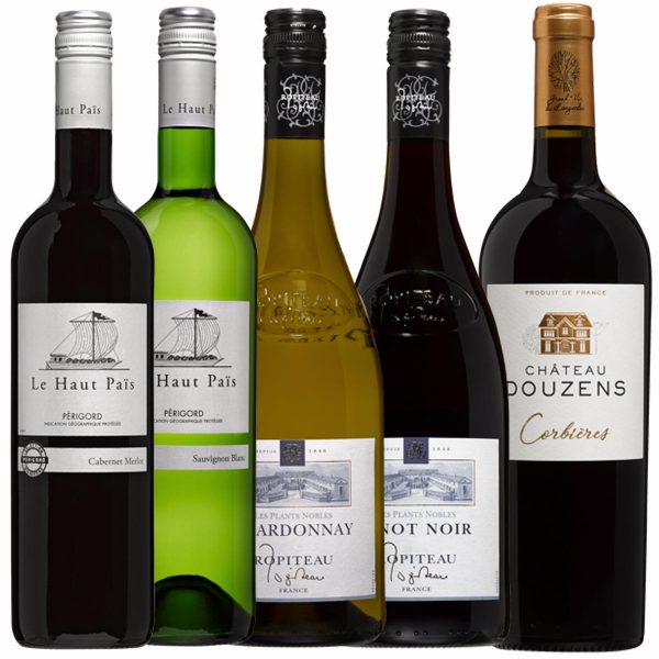 Wijnpakket met 5 Franse wijnen